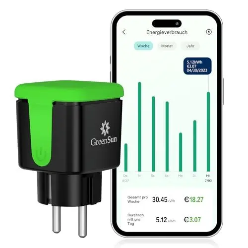 Produktbild: GreenSun WLAN Steckdose Outdoor - Zeitschaltuhr Aussenbereich Stromzähler für Steckdose Zeitschaltuhr Steckdose Außen WLAN Steckdose Aussensteckdose Wasserdicht IP44 Outdoor Steckdose 2,4GHz 16A