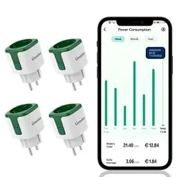 Produktbild: GreenSun WLAN Steckdose - 4PCS Smart Home WiFi Steckdose mit Strommessung, Smart Life APP Fernzugriff, Zeitplan funktioniert mit Alexa, Google Home 16A 2,4 GHz