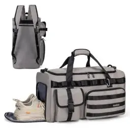 Produktbild: GreenTaya 40L Sporttasche mit Rucksackfunktion Groß Sportrucksack mit Schuhfach & Nassfach Herren Damen Wasserdicht Reisetasche Weekender Handgepäck Tasche Schwimmtasche Trainingstasche (Grau)