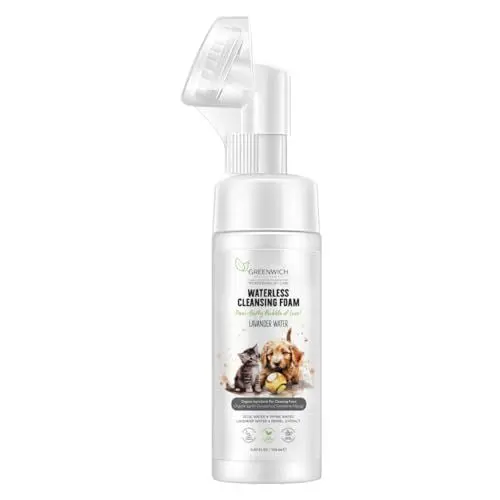 Produktbild: Greenwich 100% Vegan Dry Shampoo Foam Dog Cats 150ml, Paw Cleaner, Soothing & Deodorizing, Organic Natural Ingredients, Quick Dry & No Rinsing Required, pH