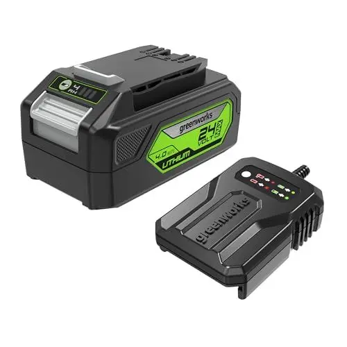 Produktbild: Greenworks 24V Original Akku und Ladegerät - 4Ah Lithium-Ionen Akku, 60W Leistung, 120 Min Ladezeit - G24B4 & G24UC