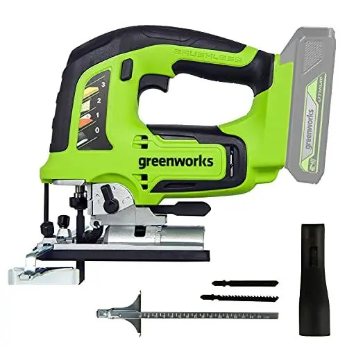 Produktbild: Greenworks GD24JS Akku Stichsäge, 3000spm, verstellbarer Sockel bis 45°, Saugaufsatz OHNE 24V Akku & Ladegerät, 3 Jahre Garantie