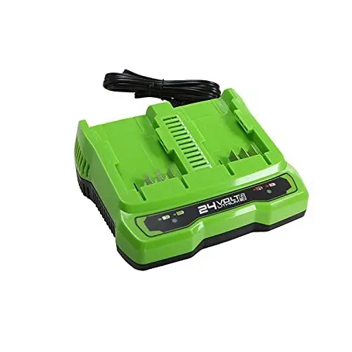 Produktbild: Greenworks Tools Doppelsteckplatz-Akku-Universalladegerät G24X2UC2 (Li-Ion 24 V 48W Output passend für alle Akkus der 24 V Greenworks Serie)