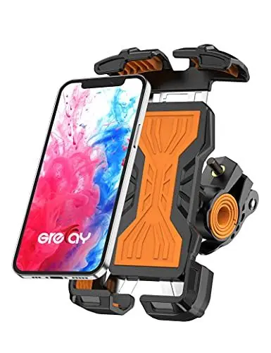 Produktbild: Grefay Handyhalterung Fahrrad Edelstahl Handyhalterung Motorrad Lenkeranschlüsse in 2 Größen mit 360° Drehbarer Universal Handy Halterung Fahrradlenker Geeignet für 4,7-6,8 Zoll Smartphones