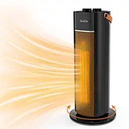 Produktbild: Grelife Heizlüfter, 1500W Geräuscharme Energiesparende Elektrische Heizung mit Thermostat, 70° Schwenkfunktion, 3 Heizstufen, Raumheizgerät für Badezimmer, Büro, Wohnzimmer und Schlafzimmer, Schwarz