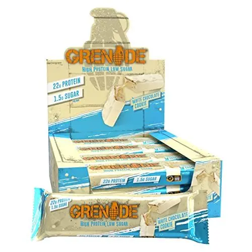 Produktbild: Grenade Weiße-Schokolade-Cookie Proteinriegel – Proteinreich & Zuckerarm – 12 x 60 g (Die Verpackung kann Variieren)