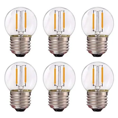 Produktbild: Grensk Century Light - AC/DC 12V - 24V LED Niederspannung, G40 Edison LED Filament Mini Globe Glühbirne, 1W Entspricht 10 Watt Glühlampe - E27 Schraubensockel Warmweiß 2700K Nicht dimmbar -6Pack