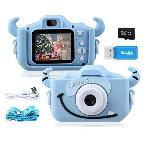 Produktbild: GREPRO Kinder Kamera, 2.0”Display Digitalkamera Kinder Geschenke für 3 4 5 6 8 7 9 Jahre Jungen und mädchen, 1080P HD Anti-Drop Fotoapparat Kinder für Weihnachten Spielzeug Blau