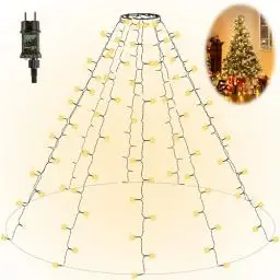Produktbild: Gresonic-Led-Cluster-Lichterkette-Strombetrieb Deko für Innen Außen Garten Weihnachtsbaum Hochzeit (Warmweiss Timer mit Ring, 280LED 8 Stränge)