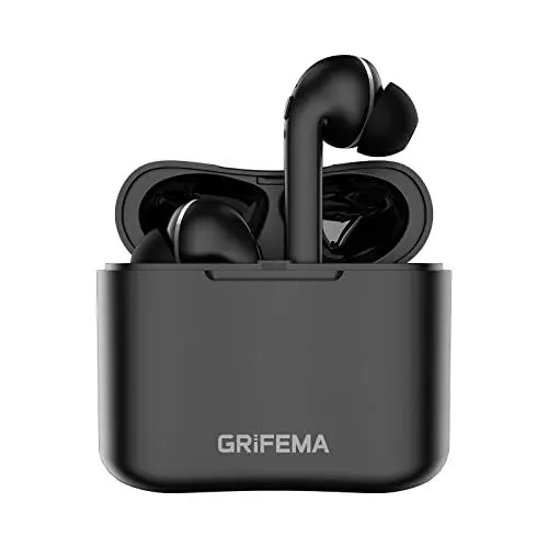 Produktbild: GRIFEMA Bluetooth 5.1 Kopfhörer Kabellos, In Ear mit Noise Cancelling, 40 std Spielzeit, Wasserdicht Touch Sensoren Eingebautes Mikrofon, Ladebox Schnellladung, Schwarz, G-TWS1B, Einheitsgröße