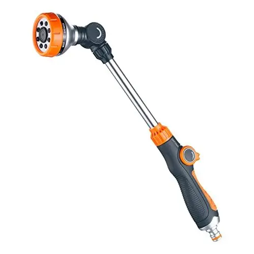 Produktbild: GRIFEMA Blumenampel-Gießstab, 8 Sprühbilder Garten Schlauch Bewässerung Zauberstab, 40.5cm Lang, Stab-Gartenbrause für Einen Höheren Wasserdurchfluss , Schwarz/Orange
