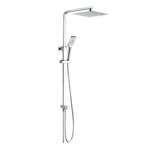 Produktbild: GRIFEMA COLUMNAS-G7006 | Duschsystem mit Umstellung, Brauseschlauch, Handbrause, Brausehalter, Duschstange, Duscharm, Regendusche Eckig | Brauseset, Wassersparendes, Chrom