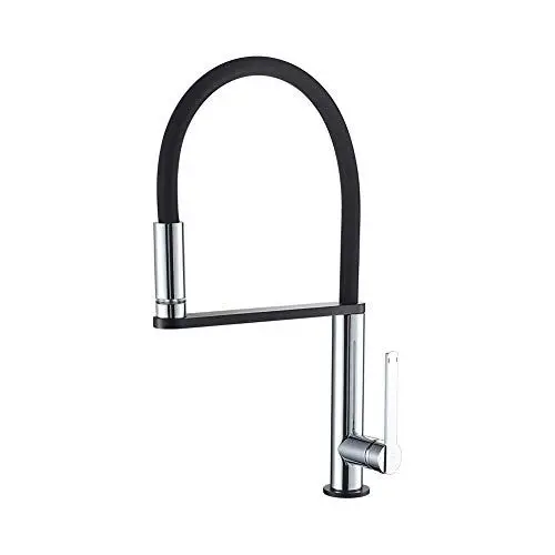 Produktbild: GRIFEMA DOVER-G14002SE | LED Küchenarmatur - Wasserhahn Küche mit Flexibler Auslauf, Schwarz | Einhand-Spültischbatterie, G3/8'' Anschlüsse, Chrom
