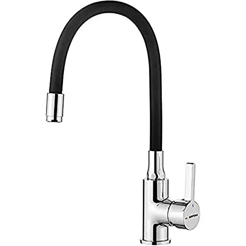 Produktbild: GRIFEMA Wasserhahn Küche Schwarz, Küchenarmatur/Küchenarmaturen Schwarz mit Flex-Auslauf und 360° Drehbar, Hochdruck Spültischarmatur mit Soft-Touch-Schlauch, Mischbatterie Edelstahl Chrom (G4002-2)