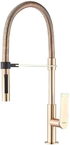 Produktbild: GRIFEMA LYON-G14001G | Professionelle Küchenarmatur - Wasserhahn Küche mit Flexibler Auslauf, Profibrause | Einhebel-Küchenmischer, G3/8'' Anschlüsse, Universalschwenker, Rose Gold