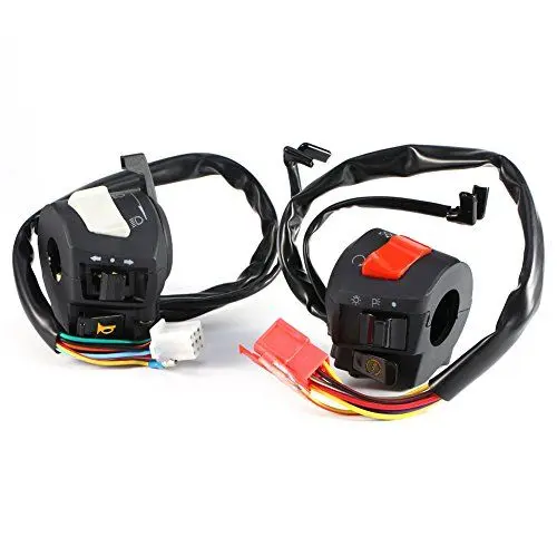 Produktbild: Lenkerschalter, 2 Stück, 7/8 Zoll, Motorrad, Lenker, Blinker, Lichtschalter, Hupe, Universal-Schalter + Schalter für Motorradlenker, Blinker, Scheinwerfer und Anlasser rechts