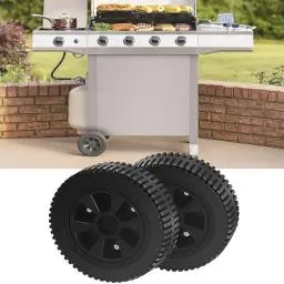 Produktbild: Grill Räder Teile, 2 Stück 6 Zoll / 7 Zoll Kunststoff Gasgrills Räder Schwarz Radgrill Ersatzteile BBQ-Grill-Ersatzräder Grill Räder Teile BBQ Wheel Kit für Charbroil (7 Zoll)