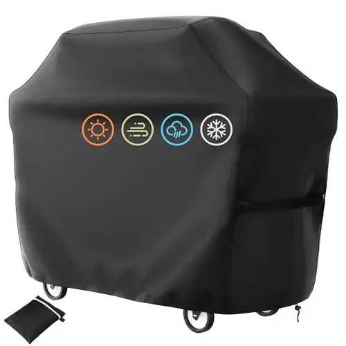 Produktbild: Grillabdeckung Schutzhülle, Grill-Abdeckhaube, Gasgrill Schutzhülle, Grill Barbecue Abdeckung mit Kordelzug und Tasche, 145 * 61 * 117cm, Wasserdicht, Abwaschbar, Robust&Schwer (145 * 61 * 117cm)