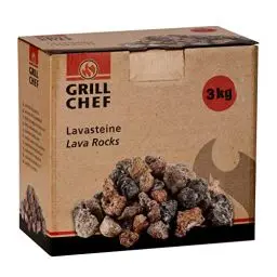 Produktbild: GRILLCHEF Lavasteine 3kg | Nachfüllpackung für Lavastein-Gasgrills | Gleichmäßige Wärmeverteilung & Wärmespeicherung | Zum Auffangen von herabtropfendem Fett | Steine zum Grillen | Mehrfach verwendbar