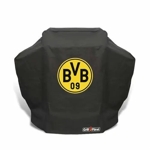 Produktbild: Grillfürst Grill Abdeckhaube BVB Borussia Dortmund - robuste Grill-Abdeckung 138 x 72 x 115 cm, wetterfest und wasserdicht, Abdeckung Gasgrill für Weber Gasgrill Serie Spirit 300