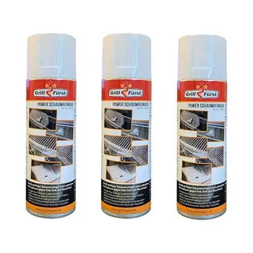 Produktbild: Grillfürst Power Schaumreiniger, 3 x 300 ml - Aktivschaumreiniger für emaillierte Oberflächen und Edelstahl, Scheibenreiniger für Grill und Backofen