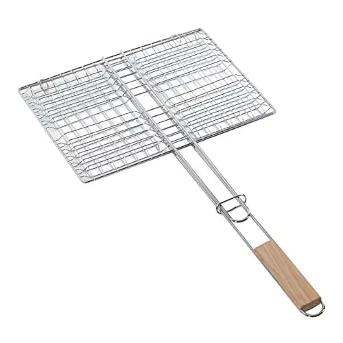Produktbild: Grillkorb aus Verchromtem Stahl, Fischgrillkorb, Barbecue-Grillkorb mit Griff, Fischkorb Zum Grillen, Grillzubehör