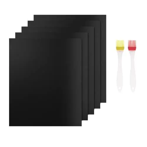 Produktbild: Grillmatte für Gasgrill, 5 Stück BBQ Grillmatten Antihaft Backmatte Wiederverwendbar Backpapier Grillzubehör für Holzkohle Grill, Elektro Tischgrill, Backofen, PFOA-Frei