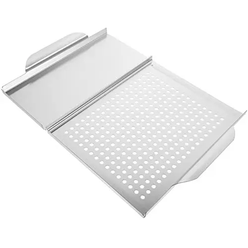 Produktbild: Yardwe Edelstahl Grillplatte Mit Griff BBQ Pfanne Multifunktionale Grillplatte Für Shish Kabobs Gemüse Und Fisch Für Zuhause Und Camping Robust Und Leicht Zu Transportieren