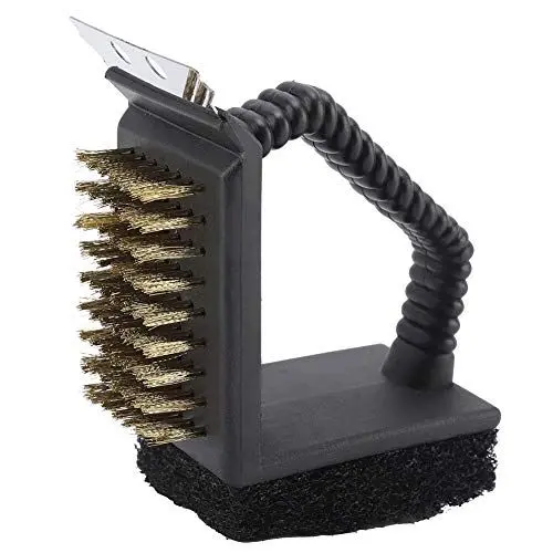 Produktbild: Grillreiniger-Bürste, 3-in-1-Griff aus Edelstahl, Grillofen-Werkzeuggriff mit ABS-Material, für Gasofen, Holzkohleofen, Gasherd für Küche, Garten, Picknick, Camping,
