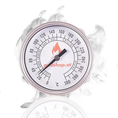 Produktbild: grillshop.at Grillthermometer kabellos DM 8,5 cm - Edelstahl Grillthermometer analog - Smoker BBQ Thermometer - großes Ziffernblatt