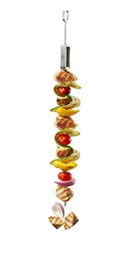Produktbild: GEFU Grillspieße BBQ 5er-Set – Edelstahlspieße mit Abstreifer | 45 cm lang für Gemüse, Fleisch, Garnelen | Wiederverwendbar | Spülmaschinengeeignet