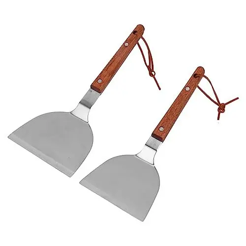 Produktbild: Grillwender, Ein Breites Anwendungsspektrum. Turner Spatula Holzgriff für Camping (Kleiner Spatel mit flacher Oberseite und mittlerer)
