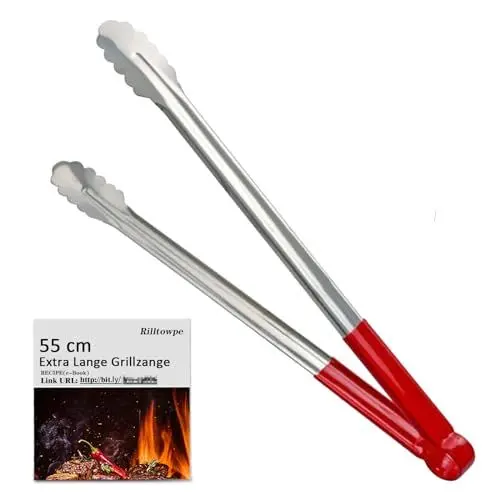 Produktbild: Grillzange Edelstahl, Extra Lange Grillzange, 55 cm Grillzubehör,Grillwerkzeuge,Grillbesteck zum Grillen, Premium Küchenzangen, Geschenke für Männer, Papa