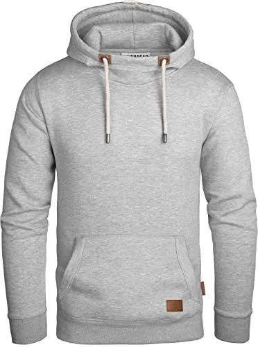 Produktbild: Grin&Bear Herren Kapuzenpullover Kapuzenjacke Hoodie mit hoch abschließendem Kragen GEC494 (XL, Grau meliert)