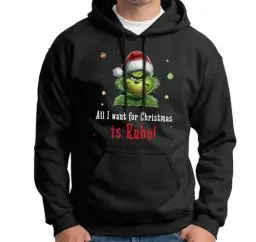 Produktbild: Grinch Pullover Hoodie - All I Want for Christmas is Ruhe! - Weihnachtspullover mit Spruch lustig - Geschenk Anti-Weihnachten (DE/NL/SE/PL, Alphanumerisch, L, Regular, Regular, Schwarz)