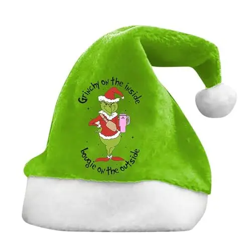 Produktbild: Grinch hat 2024 Weihnachtsmütze Kinder Erwachsene Nikolausmütze Weihnachtsmann Mütze Lustig Wichtelmütze Weihnachtsoutfit Zipfelmütze Weihnachtsbaum männer S-M 10