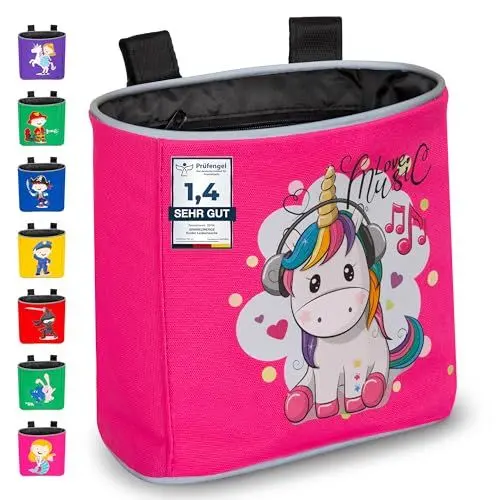 Produktbild: GRINSEZWERGE Kinder Lenkertasche | Laufrad Lenkertasche | Fahrrad Lenker Tasche | Fahrradkorb Fahrradtasche Laufradtasche Lenkerkorb | Dreirad Scooter Roller Tasche Zubehör Kinderfahrrad | Einhorn