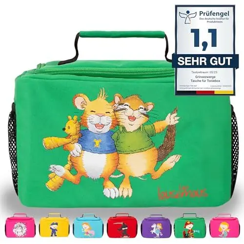 Produktbild: GRINSEZWERGE Tasche für Toniebox Starterset und Tonie Figuren | Aufbewahrung für Tonies Hörfiguren und Zubehör | Box Transporttasche | Tigerbox Tragetasche Koffer (Leo Lausemaus)