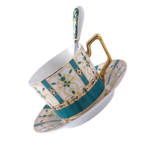 Produktbild: GRIRIW Set Aus Teetasse und Löffel Aus Porzellan Im Europäischen Stil und Kaffeetasse für Zu Hause
