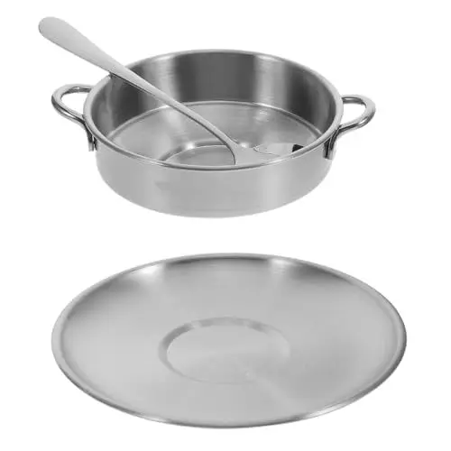 Produktbild: GRIRIW 1 Set Party-servierschüssel: Dessertschale Aus Edelstahl Mit Untertasse Und Löffel – Splitterfeste Salat-/dip-schüsseln Für Grillabende Und Potlucks – Gastronomieausstattung