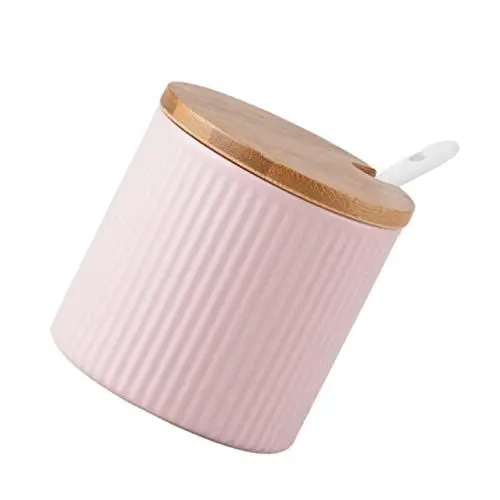 Produktbild: GRIRIW 1 Stück Keramik Gewürztopf Rosa Eleganter Gewürzbehälter Für Salz Und Pfeffer Ideal Für Den Täglichen Gebrauch Der Küche Stilvoll Und Funktional