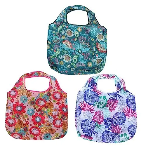 Produktbild: GRIRIW 3St Umweltfreundliche Tragetasche faltbare Einkaufstasche tropische Shopping-Handtaschen Kleinigkeiten große Tragetasche Markttasche große Tasche nützliche Einkaufstasche Polyester