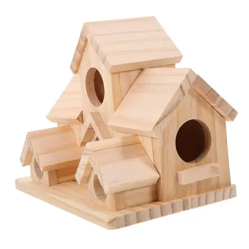 Produktbild: GRIRIW Hängendes Vogelhaus – Holzhandwerk - Zur Gartendekoration Vogelfutterspender für Draußen Eichhörnchen-futterspender Nistkasten für Vögel