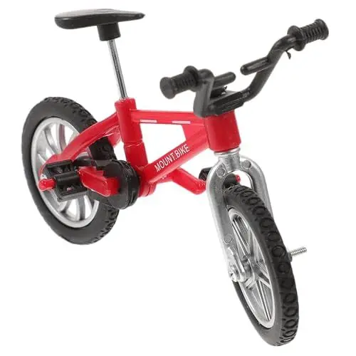 Produktbild: GRIRIW Kuchendekoration Mini-Bike-Modell Finger BMX Statue Spielzeug Modelle Fahrräder Fahrrad Tortenaufleger Fahrrad-Cupcake-Topper Junge Zylinder Puppe schmücken Kind Schmiedeeisen rot