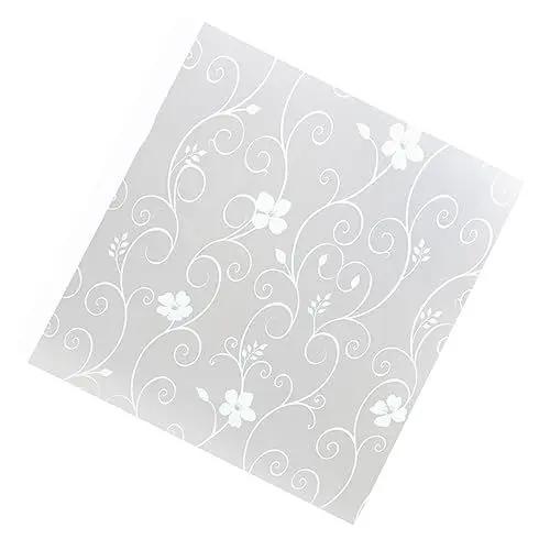 Produktbild: LIFKICH Selbstklebende Sichtschutzfolie Für Fenster Eisenblumen- Milchglas-Aufkleber Fensteraufkleber Für Badezimmer Schlafzimmer Büro Küche Weiß
