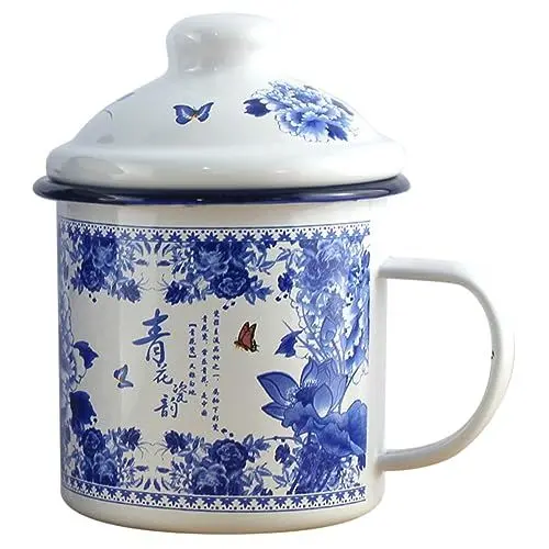 Produktbild: GRIRIW Weiße Emaille-tasse Groß 500 Ml Teetasse Im Alten Stil Sicheres Material Für Picknicks Im Homeoffice
