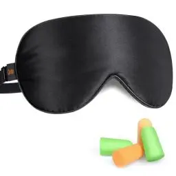 Produktbild: Gritin Schlafmaske aus Seide, Lichtblockierende Augenmaske Nachtmaske 100% Hautfreundlich Seide Geruchneutral Schlafbrille mit Verstellbarem Riemen und Ohrstöpseln für Männer, Frauen und Kinder