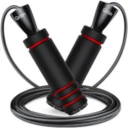 Produktbild: Gritin Springseil, 3 Meter Verstellbare Speed Rope mit Rutschfest & Ergonomisch Schaum Griffe für Fitness & Ausdauer & Seilspringen Training, Geeignet für Kinder und Erwachsene, inkl. Oxford-Tasche