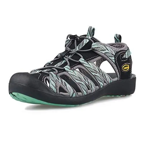 Produktbild: GRITION Frauen Athletisch Wandern Sandalen Geschlossene Zehe Wasser Schuhe Abenteuerlichen Outdoor Sport Trail Sommer (41 EU, Blau)
