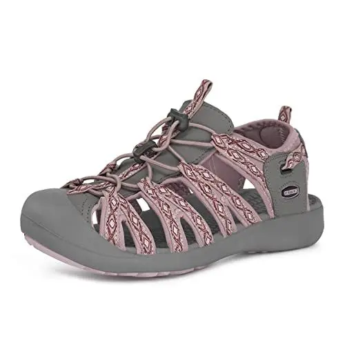 Produktbild: GRITION Frauen Athletisch Wandern Sandalen Geschlossene Zehe Wasser Schuhe, Trekking Sandalen Damen Wandersandalen Atmungsaktive Outdoor Sport Trail Sommer 41 EU, Rosa grau